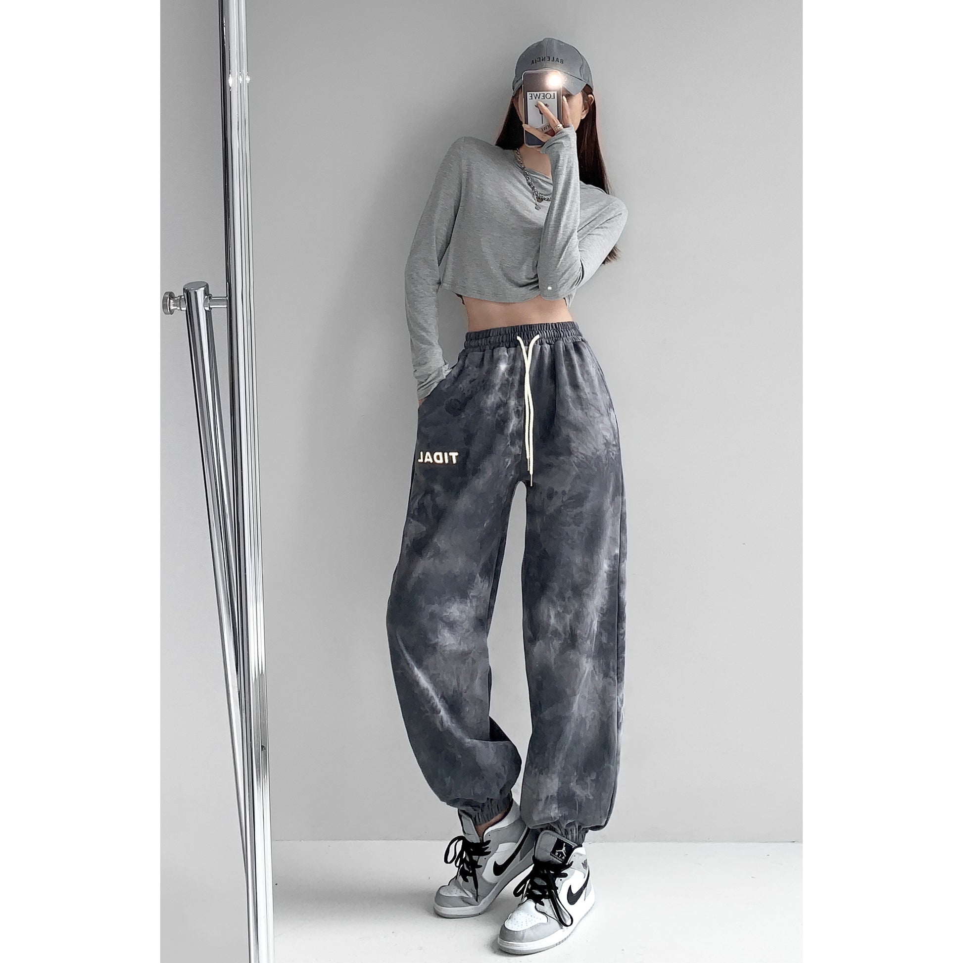Female Street Hot Girl Reflective Letters Tie-dye Fried Street Sweatpants