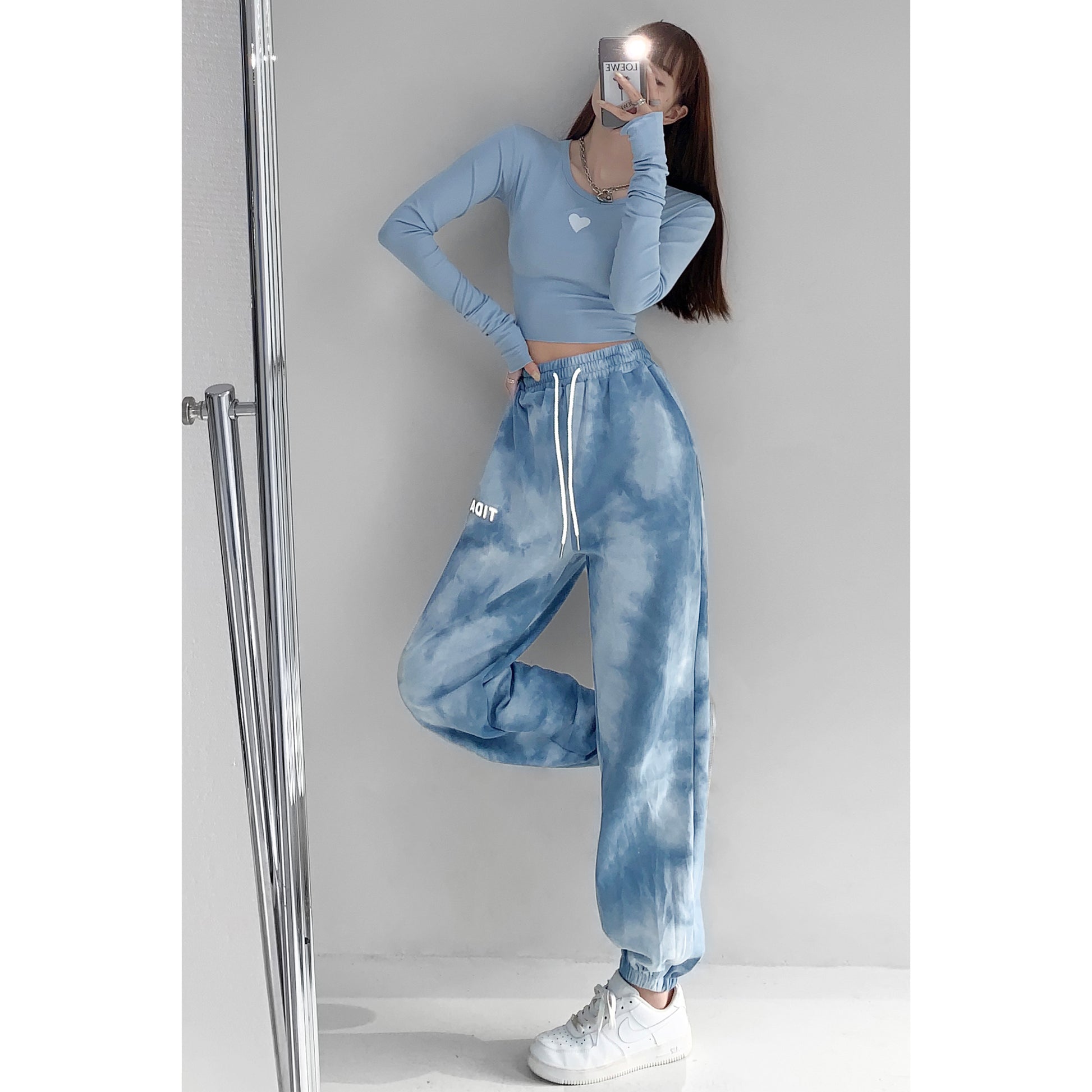 Female Street Hot Girl Reflective Letters Tie-dye Fried Street Sweatpants